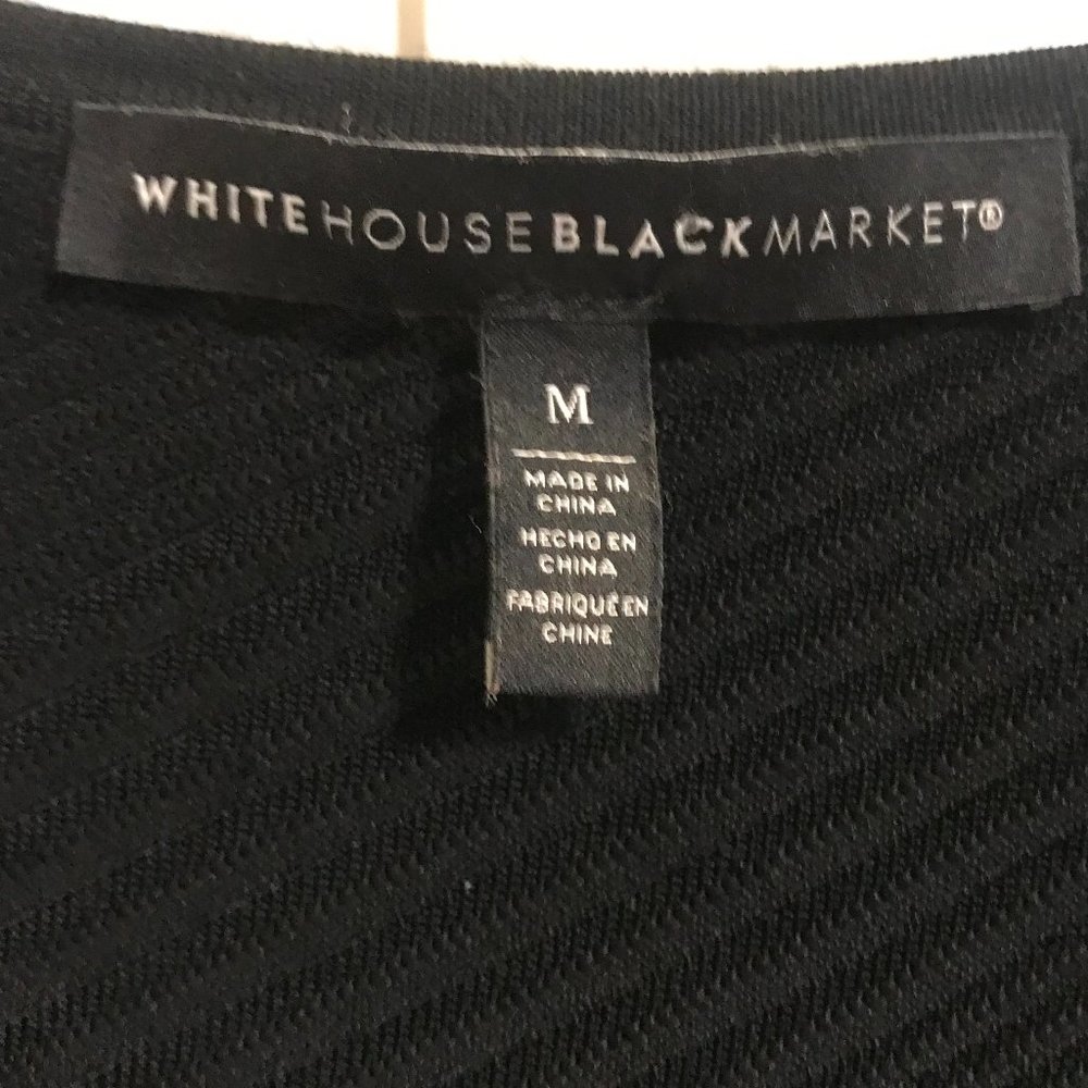 White House Black Market Ribbed Knit Top in Black Size Medium